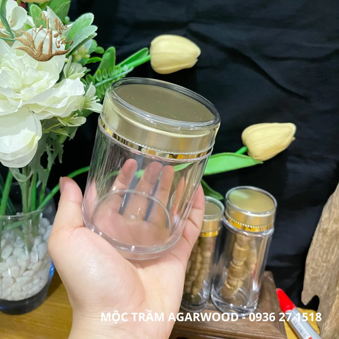 Premium Clear Acrylic Jar – Storage &amp; Display Container for Agarwood Bracelets, Saffron &amp; Feng Shui Jewelry (3×10cm)